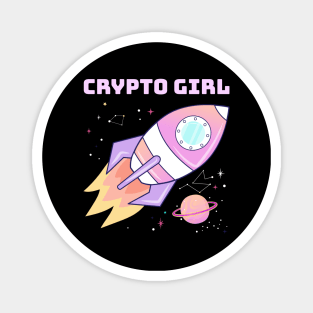 Crypto Girl, pink rocket Magnet